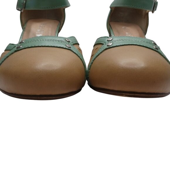 Chelsea Crew Zest Biege Green Retro Gatsby Pumps Heels Womens 39 US 8-8.5 - Picture 8 of 13